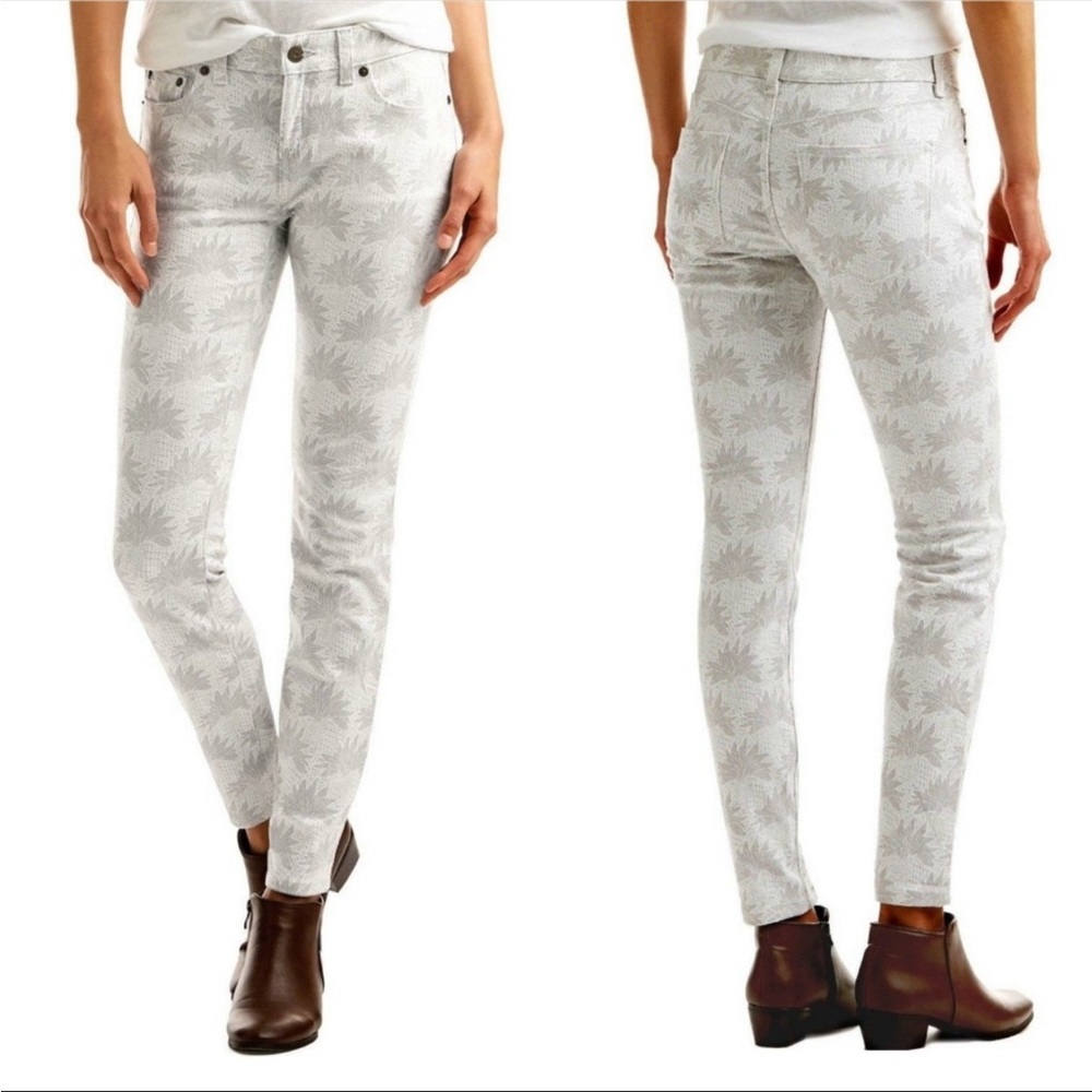 VINEYARD VINES Gray White Floral Print Skinny Jeans Stretch